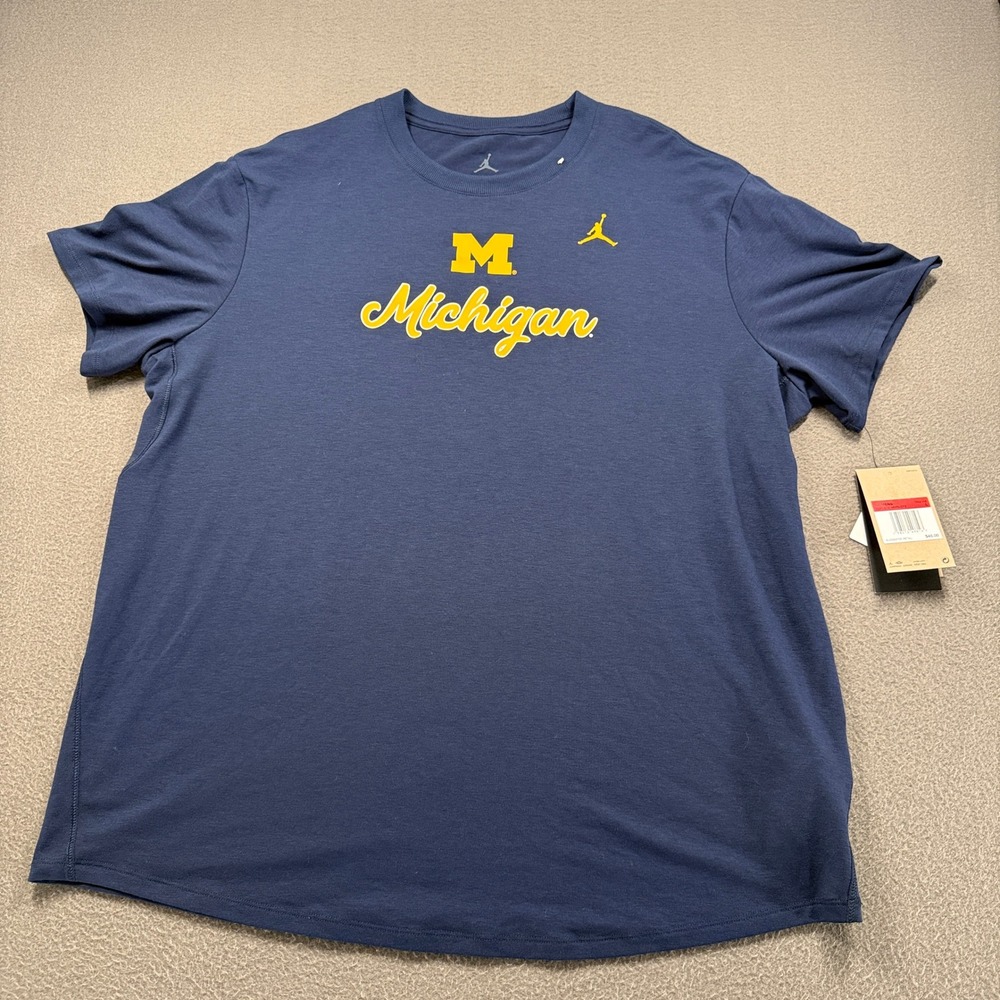 Jordan Michigan Wolverines Shirt Womens Size L Blue Dri-FIT OJ47-41S-MWN-DF2
